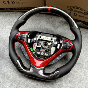 czd auto parts carbon fiber steering wheel for Acura TSX 2009-2014 with gloss red carbon fiber trim