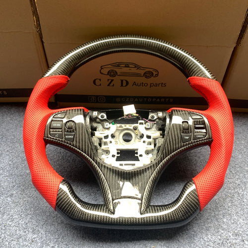 czd auto parts carbon fiber steering wheel for Acura MDX with red perforated leather