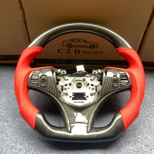 czd auto parts carbon fiber steering wheel for Acura MDX with red perforated leather
