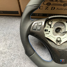 Load image into Gallery viewer, CZD auto parts for BMW M3 E90 E92 E93 2008-2013 carbon fiber steering wheel with smooth leather top &amp; bottom