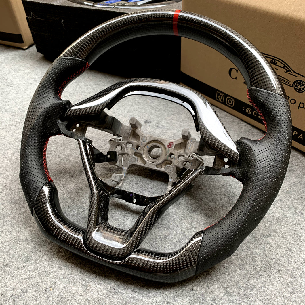 czd auto parts carbon fiber steering wheel for Honda Insight 2019-2021 with black perforated leather