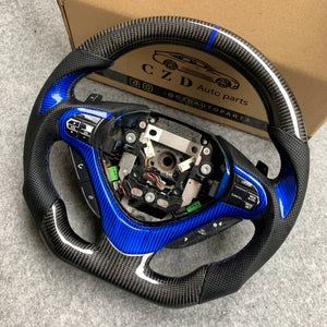 czd auto parts carbon fiber steering wheel for Acura TSX 2009-2014 with gloss blue carbon fiber trim