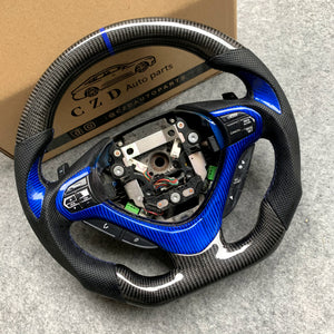 czd auto parts carbon fiber steering wheel for Acura TSX 2009-2014 with gloss blue carbon fiber thumbgrips