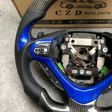 Load image into Gallery viewer, czd auto parts carbon fiber steering wheel for Acura TLX 2015-2021 with blue trim and thumb grips