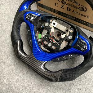 czd auto parts carbon fiber steering wheel for Acura TLX 2015-2021 with blue trim and thumb grips