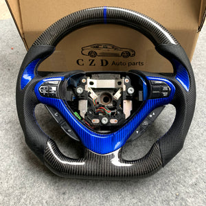 czd auto parts carbon fiber steering wheel for Acura TLX 2015-2021 with blue trim and thumb grips