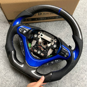 czd auto parts carbon fiber steering wheel for Acura TLX 2015-2021 with blue trim and thumb grips