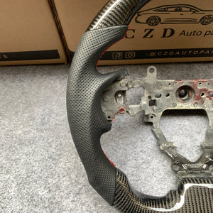 czd auto parts carbon fiber steering wheel for Honda FK2/Honda 9th gen Civic/SI 2012-2015 with black perforated leather