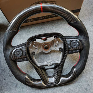 czd auto parts carbon fiber steering wheel for Toyota Corolla 2019-2020 with red stripe and stitch
