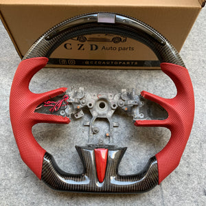 czd auto parts carbon fiber steering wheel for Infiniti Q50 2014-2017 with red perforated leather