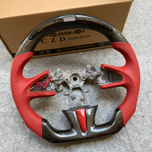 czd auto parts carbon fiber steering wheel for Infiniti Q50 2014-2017 with red perforated leather