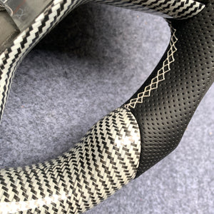 Tesla Model 3 2017/2018/2019/2020 carbon fiber steering wheel from CZD with silver carbon