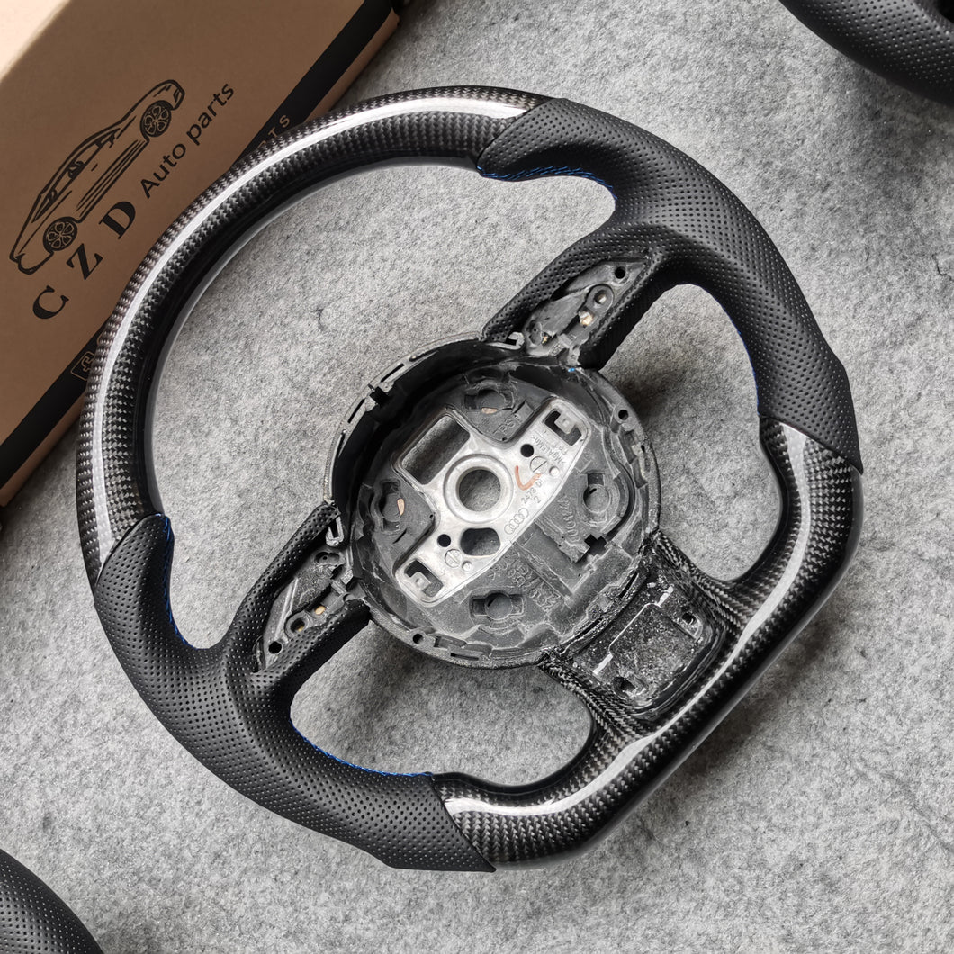CZD auto parts carbon fiber steering wheel for Audi S3 (8V) Sportback with blue stitching