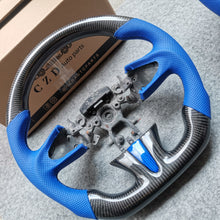 Load image into Gallery viewer, czd auto parts carbon fiber steering wheel for Infiniti Q50 with blue trim and leather