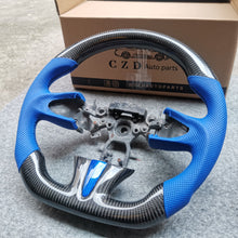 Load image into Gallery viewer, czd auto parts carbon fiber steering wheel for Infiniti Q50 with blue trim and leather