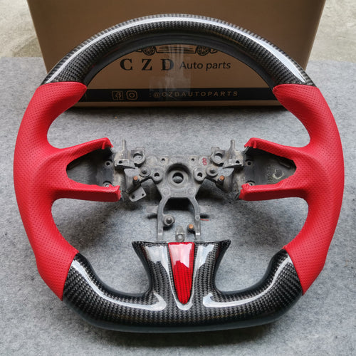 czd auto parts carbon fiber steering wheel for Infiniti Q50 with red trim and leather