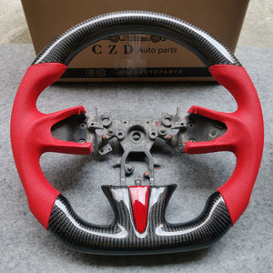 czd auto parts carbon fiber steering wheel for Infiniti Q50 with red trim and leather