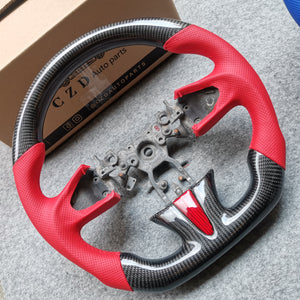 czd auto parts carbon fiber steering wheel for Infiniti Q50 with red trim and leather