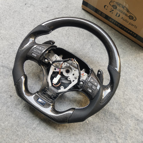 CZD auto parts carbon fiber steering wheel for Lexus IS250 /300 /350 2006-2013 with white sign paddle shifters