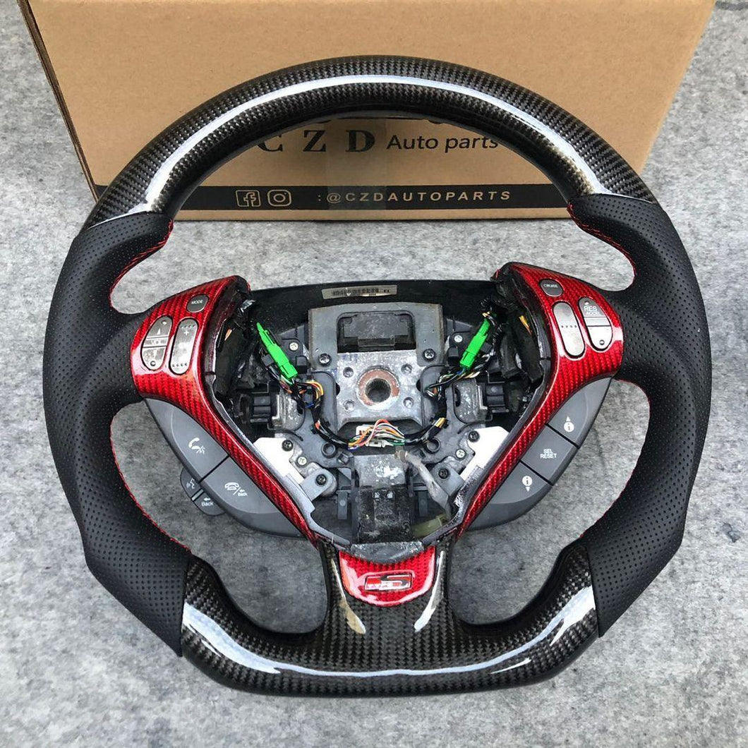 czd auto parts carbon fiber steering wheel for Acura TL/ILX with red trim