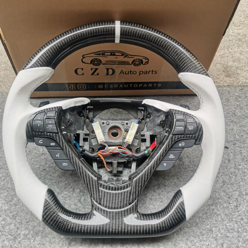 czd auto parts carbon fiber steering wheel for Acura TL/ILX with white smooth leather