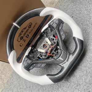 czd auto parts carbon fiber steering wheel for Acura TL/ILX with white smooth leather