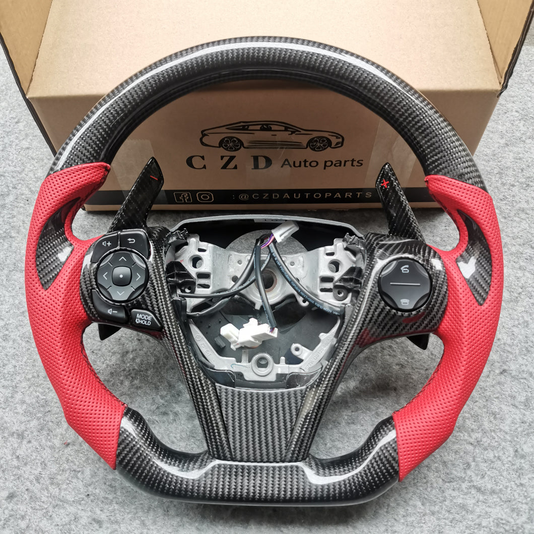 CZD For 2013、2014、2015、2016、2017 7th Toyota Gamry carbon fiber steering wheel with gloss black carbon fiber thumbgrips