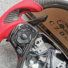 Load image into Gallery viewer, CZD For 2013、2014、2015、2016、2017 7th Toyota Gamry carbon fiber steering wheel with gloss black carbon fiber paddle shifters with red +/-signs