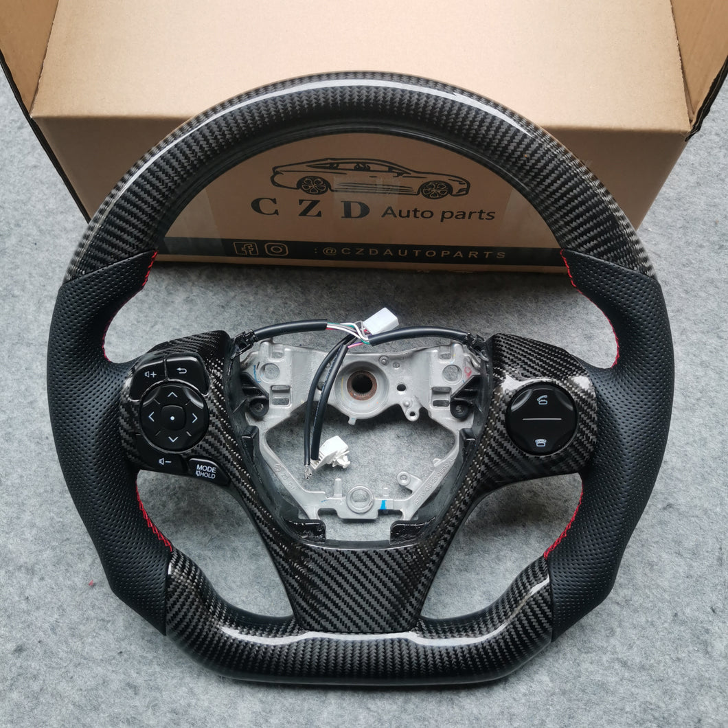CZD For 2013、2014、2015、2016、2017 7th Toyota Gamry carbon fiber steering wheel with perforated leather sides