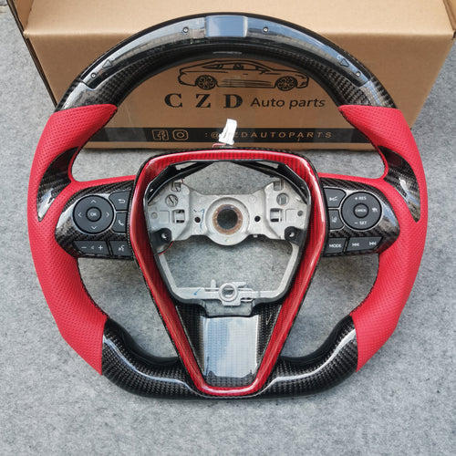 CZD Autoparts for Toyota 8th gen Camry se xse le xle 2018-2022 carbon fiber steering wheel with LED