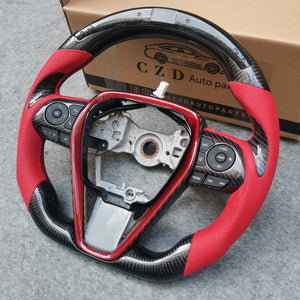 CZD Autoparts for Toyota 8th gen Camry se xse le xle 2018-2022 carbon fiber steering wheel with LED