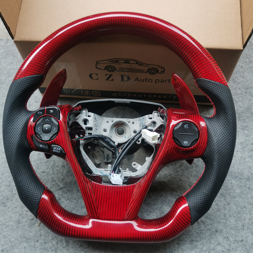 CZD For 2013、2014、2015、2016、2017 7th Toyota Gamry carbon fiber steering wheel with gloss red carbon fiber top&bottom&trims