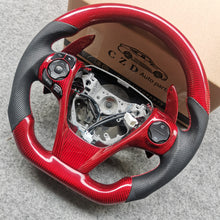 Load image into Gallery viewer, CZD For 2013、2014、2015、2016、2017 7th Toyota Gamry carbon fiber steering wheel with gloss red carbon fiber top&amp;bottom&amp;trims