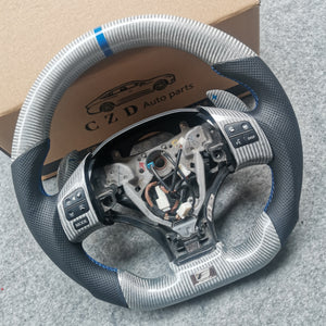 CZD auto parts carbon fiber steering wheel for Lexus IS250 /300 /350 2006-2013 with gloss silver carbon fiber paddle shifters