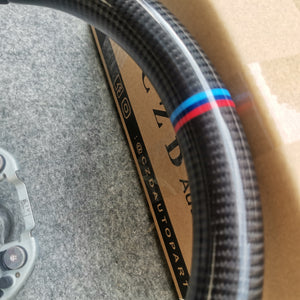 CZD Autoparts for BMW M5 F10 M6 F12 F13 carbon fiber steering wheel M-color stripe line at top