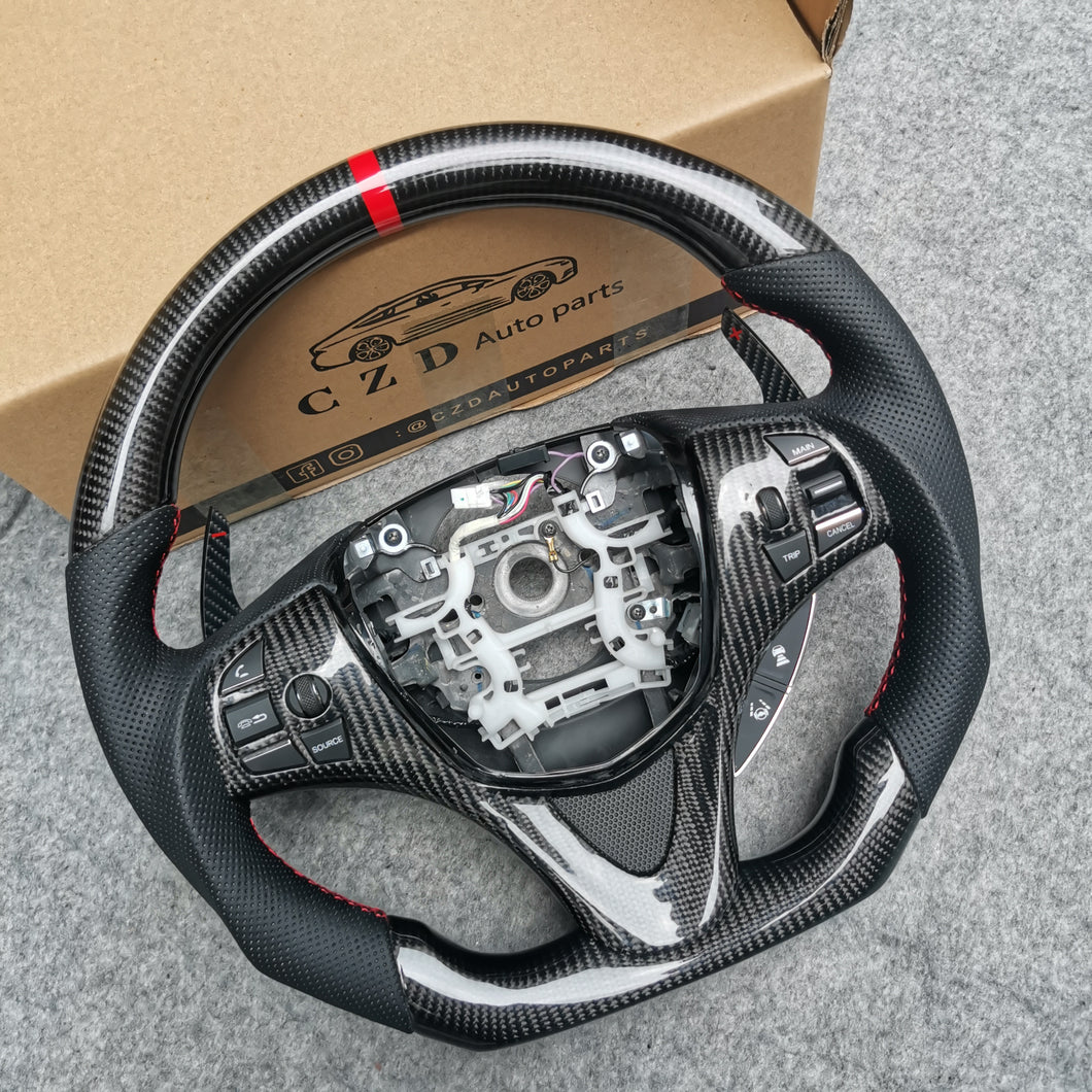 czd auto parts carbon fiber steering wheel for Acura MDX 2018-2022 with red stitching