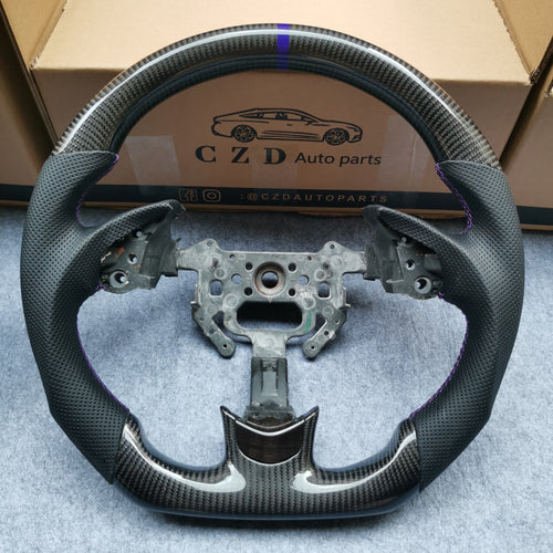 czd auto parts carbon fiber steering wheel for Acura TL/ILX with purple stripe and stitch