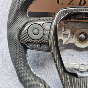 CZD Autoparts for Toyota 8th gen Camry se xse le xle 2018-2022 carbon fiber steering wheel black perforated leather sides