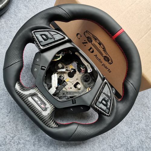 CZD auto parts carbon fiber steering wheel for Chevrolet 6th gen Camaro 2016-2020 with full leather