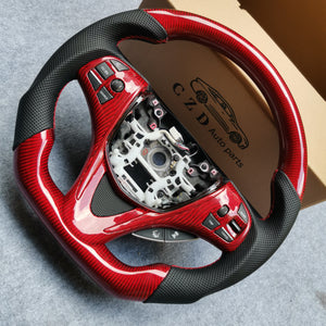 czd auto parts carbon fiber steering wheel for Acura TLX 2015-2021/MDX 2018-2022 with gloss red carbon fiber