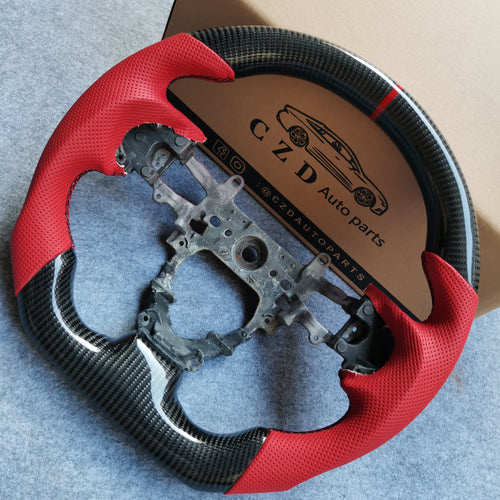 czd auto parts carbon fiber steering wheel for Honda FK2/Honda 9th gen Civic/SI 2012-2015 with red perforated leather