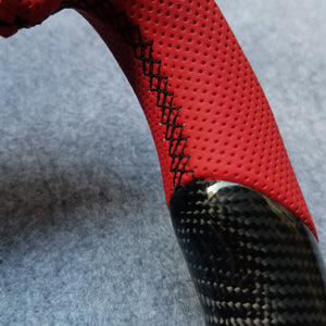 czd auto parts carbon fiber steering wheel for Honda FK2/Honda 9th gen Civic/SI 2012-2015 with red perforated leather