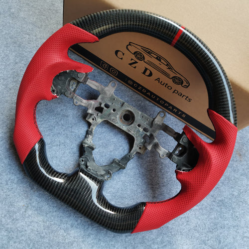 CZD Autoparts For Honda FK2 carbon fiber steering wheel red perforated leather sides