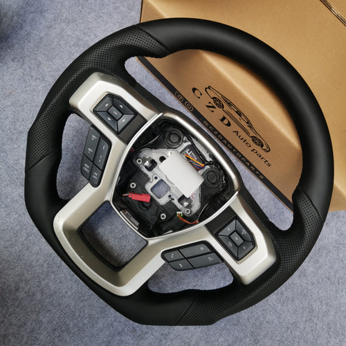 CZD Auto Parts carbon fiber steering wheel for Ford F-150 2015-2020 with full leather