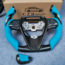 Load image into Gallery viewer, CZD auto parts for Toyota Avalon 2018-2022 carbon fiber steering wheel with light blue leather