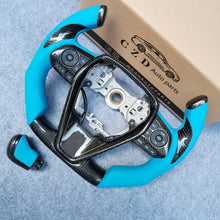 Load image into Gallery viewer, CZD auto parts for Toyota 8th gen Camry se xse le xle 2018-2022 carbon fiber steering wheel with light blue leather