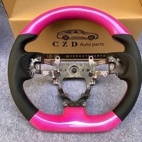 CZD Autoparts For Honda FK2 carbon fiber steering wheel gloss pink carbon fiber top&bottom