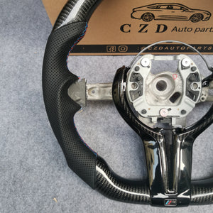 CZD Autoparts for BMW M5 F10 M6 F12 F13 carbon fiber steering wheel gloss black carbon fiber top and bottom