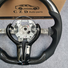 Load image into Gallery viewer, CZD Autoparts for BMW M5 F10 M6 F12 F13 carbon fiber steering wheel gloss black carbon fiber top and bottom