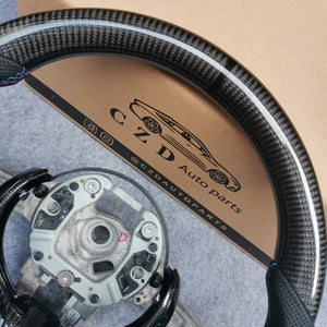 CZD Autoparts for BMW M5 F10 M6 F12 F13 carbon fiber steering wheel gloss black carbon fiber top and bottom